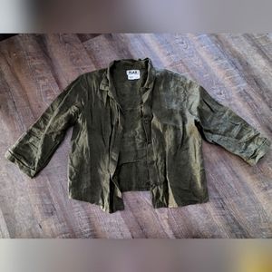 Flax Linen Green Button Down | S